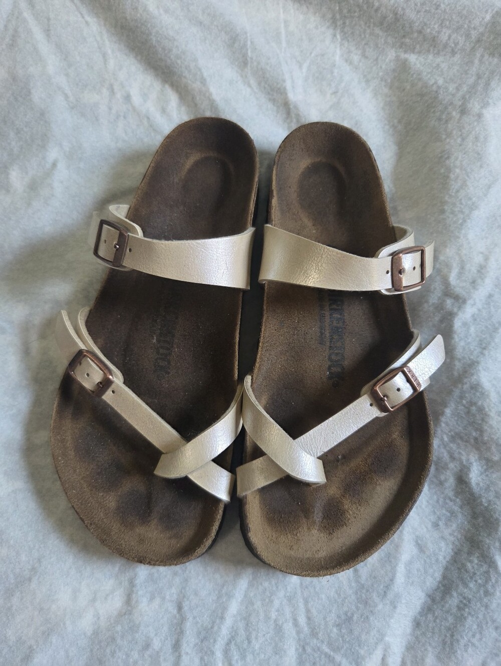 Birkenstock Mayari Pearly Cream Birko-Flor Sandals Womens 40 US 9Champagne